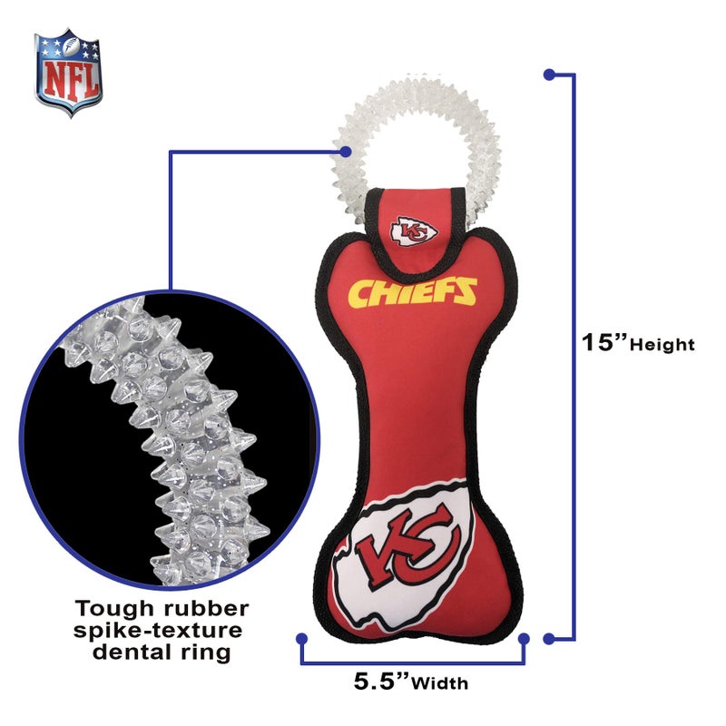 Pets First NFL Kansas City Chiefs Dental Dog TUG Toy with Squeaker. Tough PET Toy for Healthy Fun, Teething & Cleaning Pet's Teeth & Gum., Team Color, one Size (KCC-3310) - Image 5
